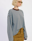 EP Blue and Brown Stripes Top 
