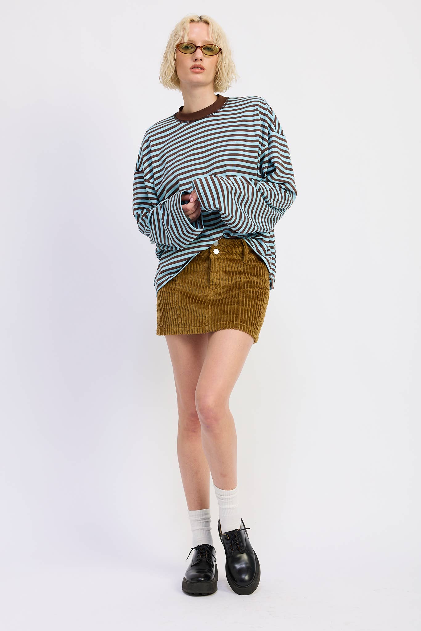 EP Blue and Brown Stripes Top 