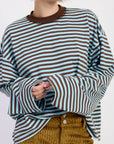 EP Blue and Brown Stripes Top 