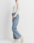 Jeans Taille Haute Droit Bleu Clair JBD