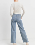 Jeans Taille Haute Droit Bleu Clair JBD