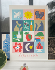 Riso Life is Rich Poster 12 x 16 Lizzie Lomax