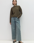Cardigan Elisa Rayures Olives et Marines All Row