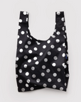 Sac Réutilisable Standard Baggu Métallique Noir à Pois Argentés