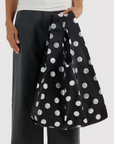 Sac Réutilisable Standard Baggu Métallique Noir à Pois Argentés
