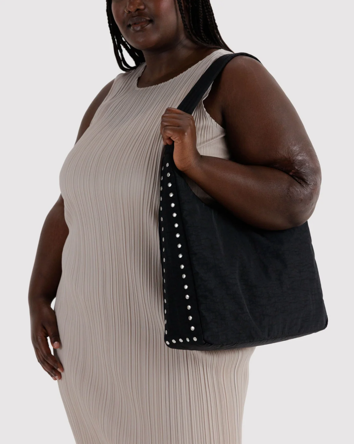 Sac d'Épaule Nylon Baggu Noir Studs