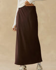 Kuwalla Truffle Brown Satin Skirt