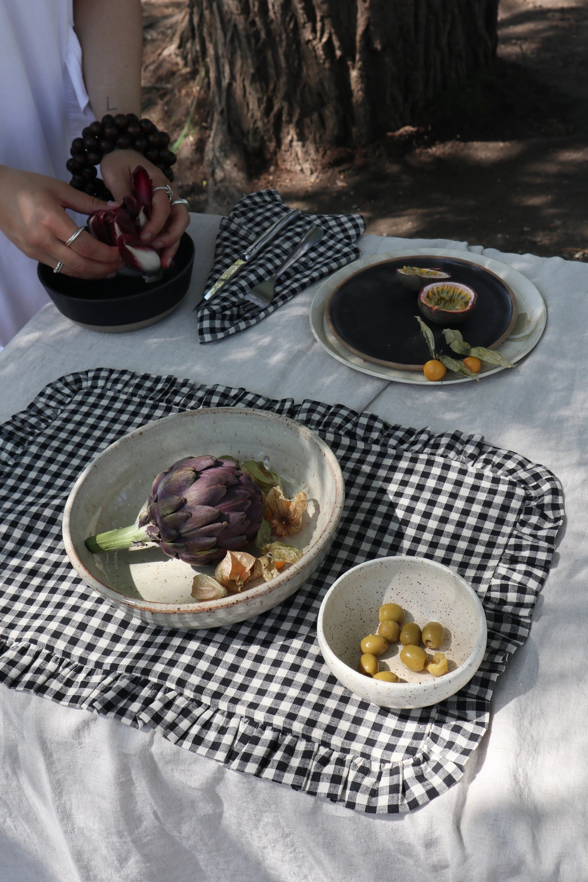 Ève Gravel Black Gingham Placemat