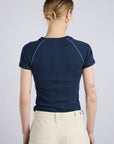 T-shirt Aster Pointelle Marine Damson Madder