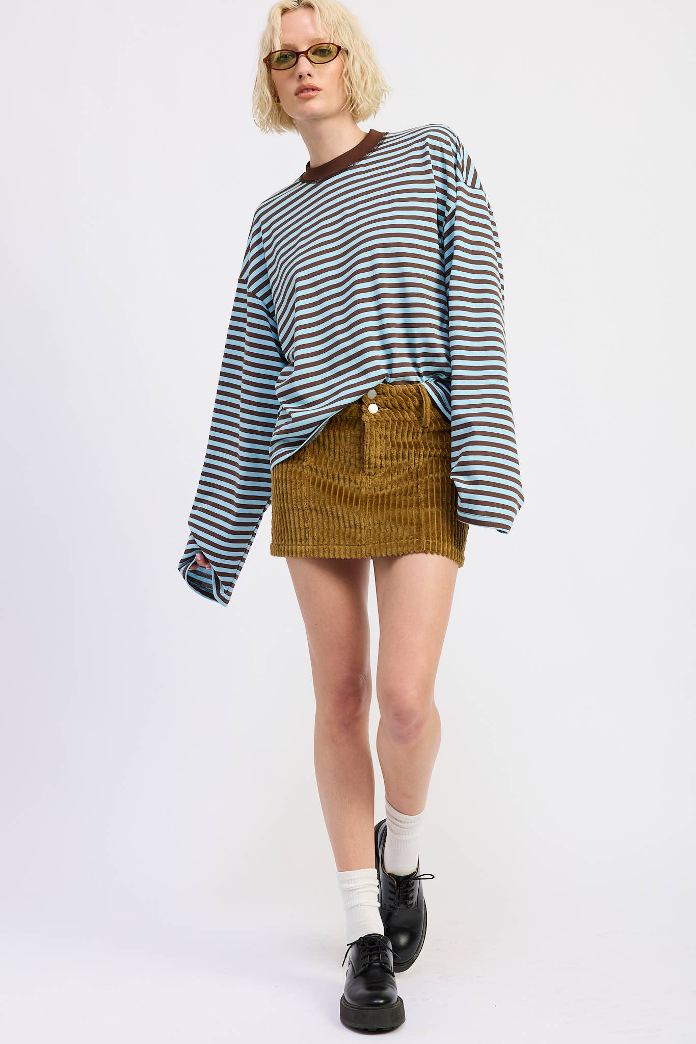 EP Blue and Brown Stripes Top 