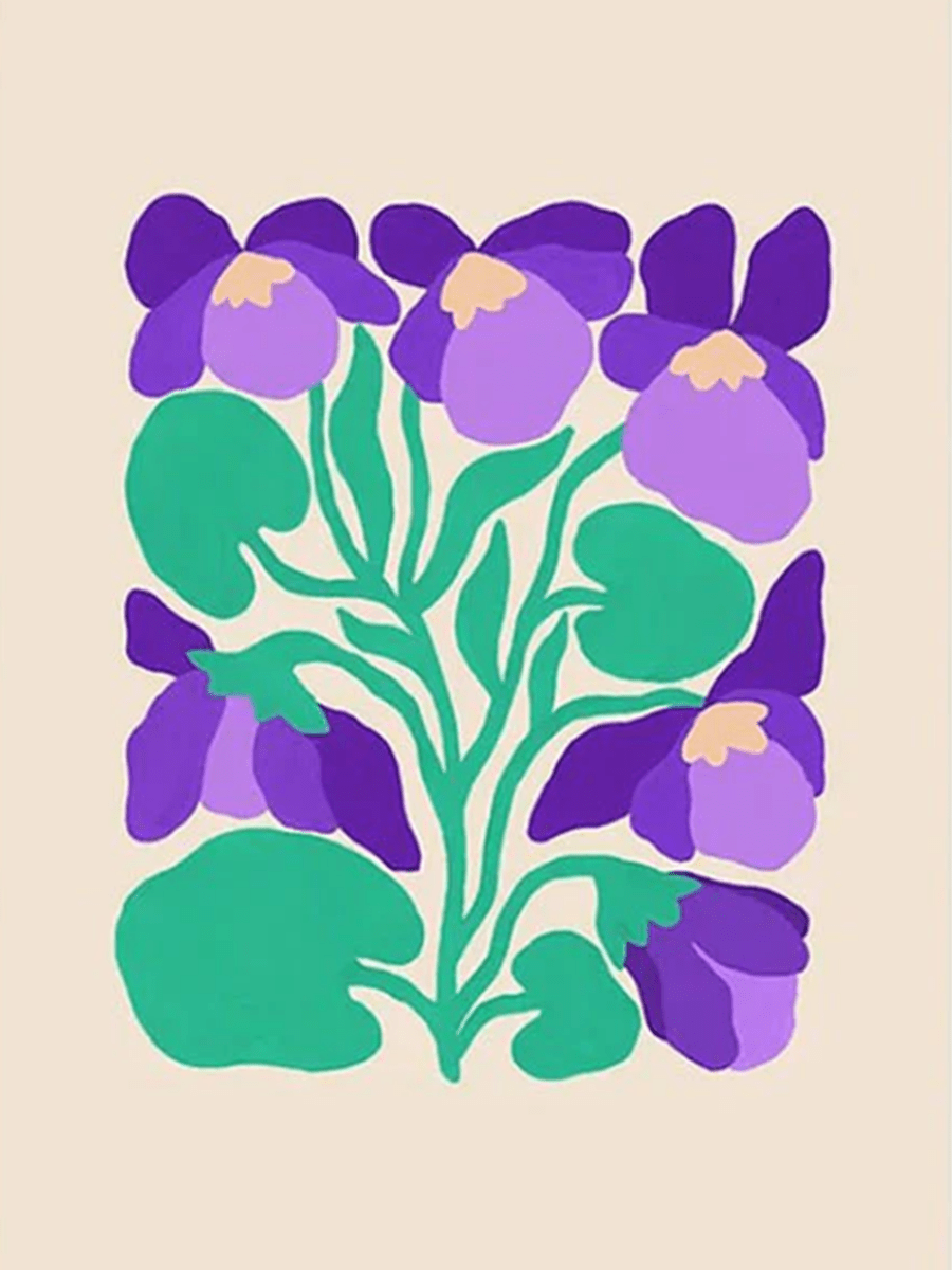 Affiche Liv Lee Blue Violets A4 12” x 8.25” - Ex - voto