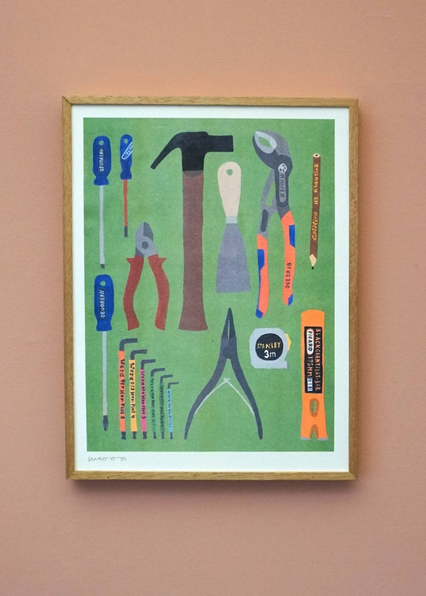 Affiche Riso Some tools from our toolbox 30x40 cm We are out of office - Ex - voto