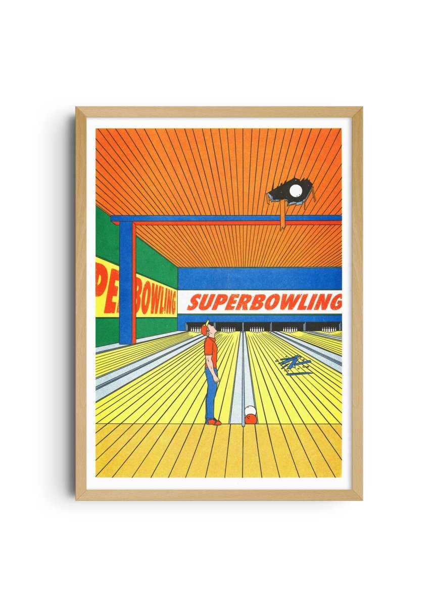 Affiche Super Bowling 12 x 17po Simon Bailly Kiblind Atelier - Ex - voto