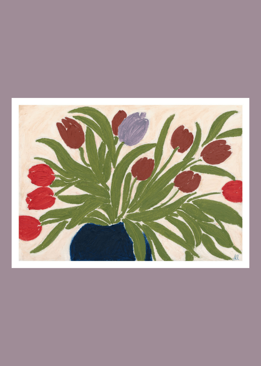 Affiche TPC 30 x 40cm Tulips in a Blue Vase Anine Cecilie Iversen SOLDE - Vente finale - Ex - voto