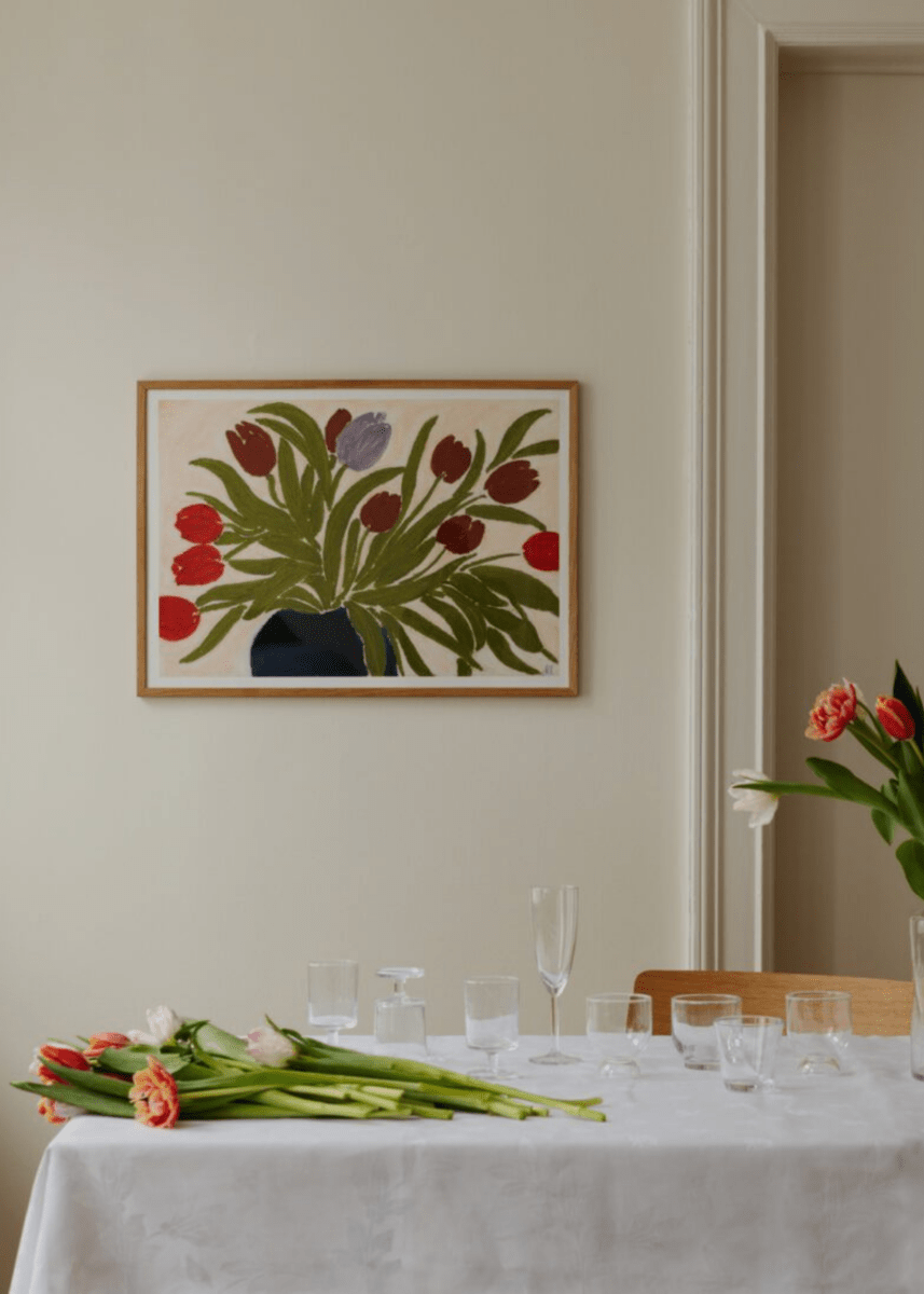 Affiche TPC 30 x 40cm Tulips in a Blue Vase Anine Cecilie Iversen SOLDE - Vente finale - Ex - voto