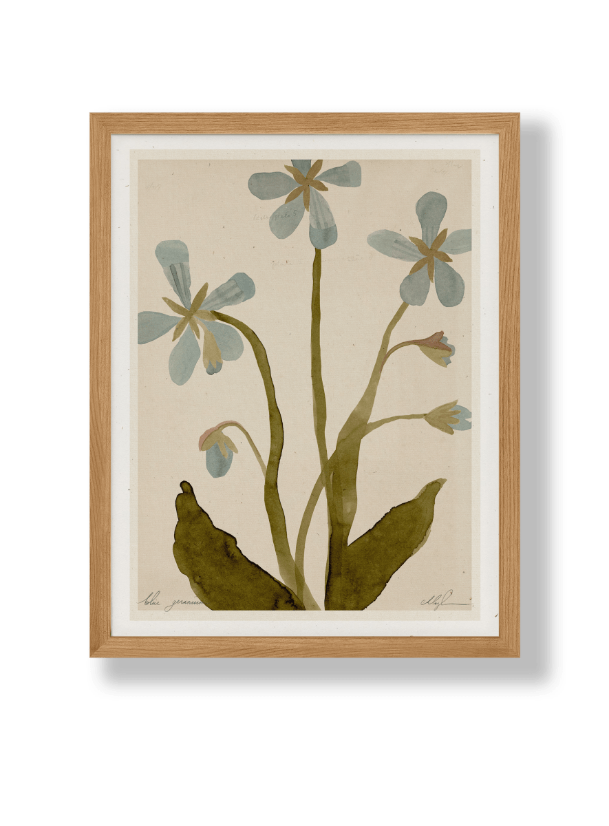 Affichette Blue Geranium 8.5 x 11 Cocoshalom - Ex - voto