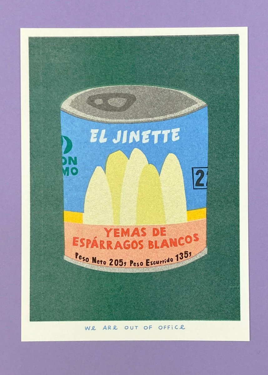 Affichette Riso Can of Esparragos 5x7 We are out of Office - Ex - voto
