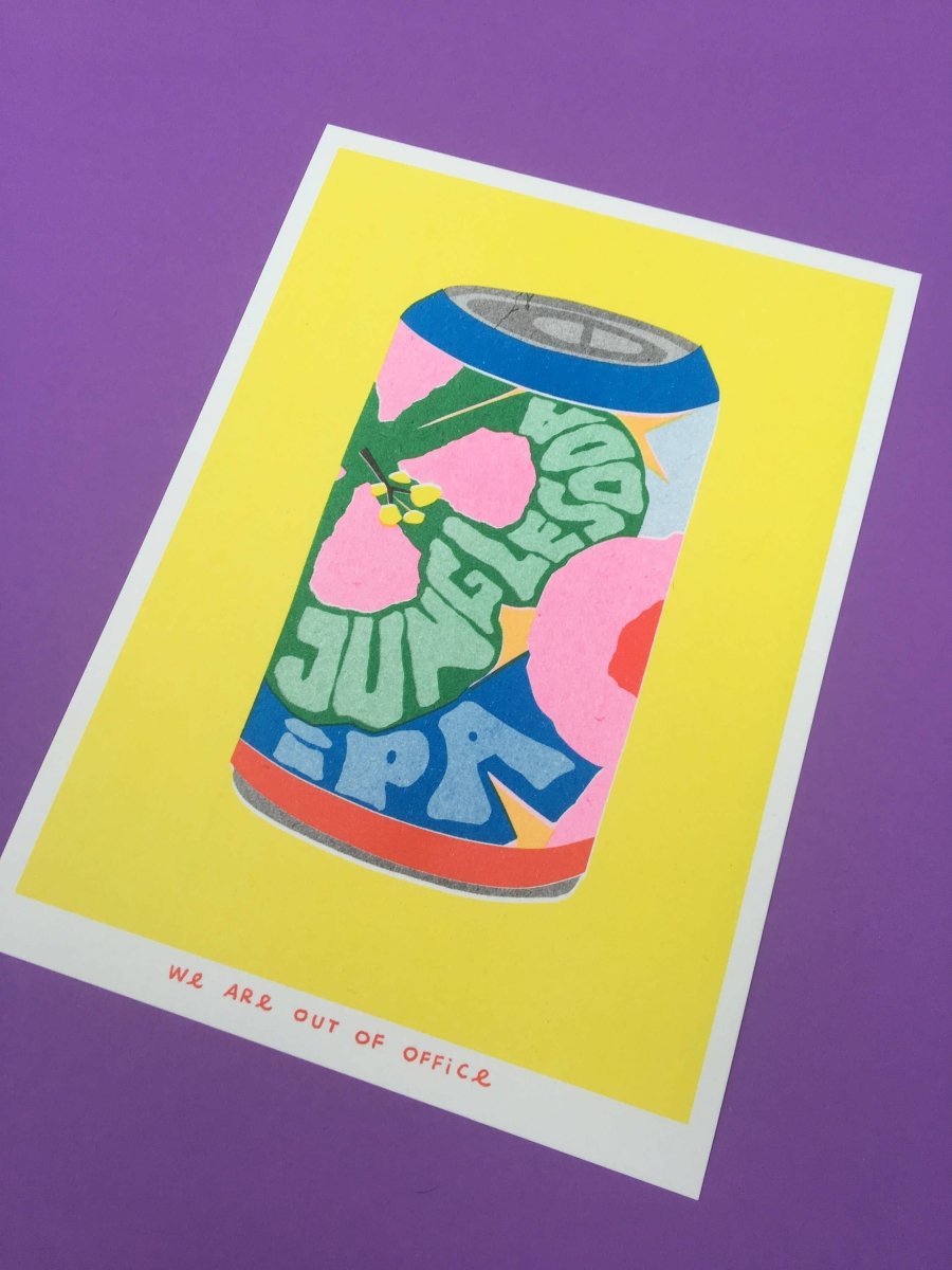 Affichette Riso Can of Jungle Soda IPA 5x7 We are out of Office - Ex - voto