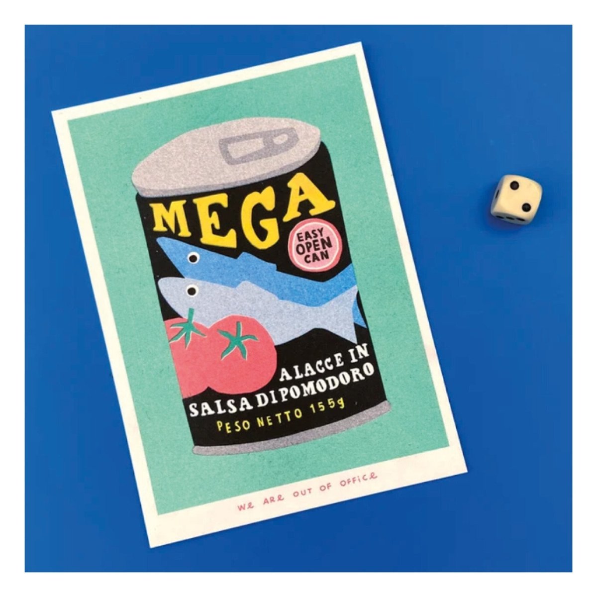 Affichette Riso Mega Sardines 5x7po We Are Out of Office - Ex - voto