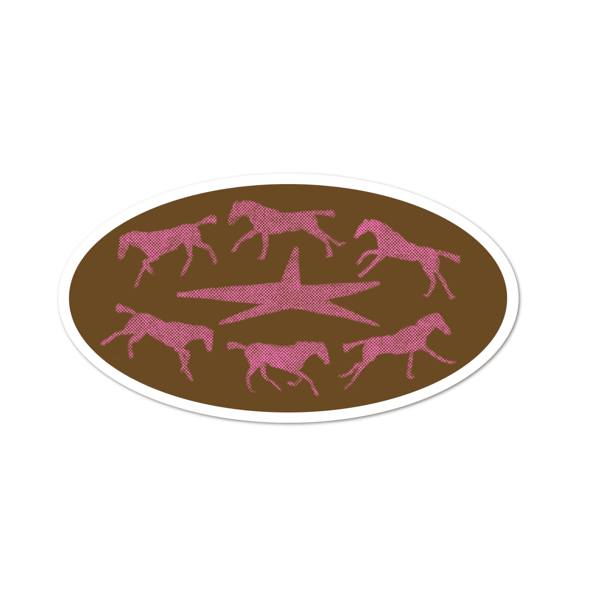 Autocollant Brown Running Horses! Rags Af - Ex-voto