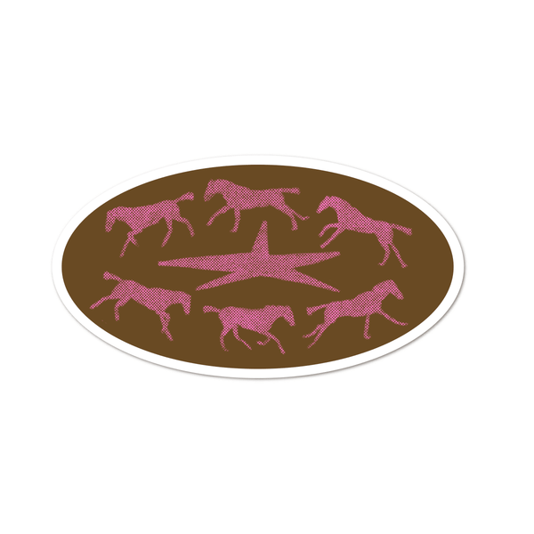 Autocollant Brown Running Horses! Rags Af - Ex-voto
