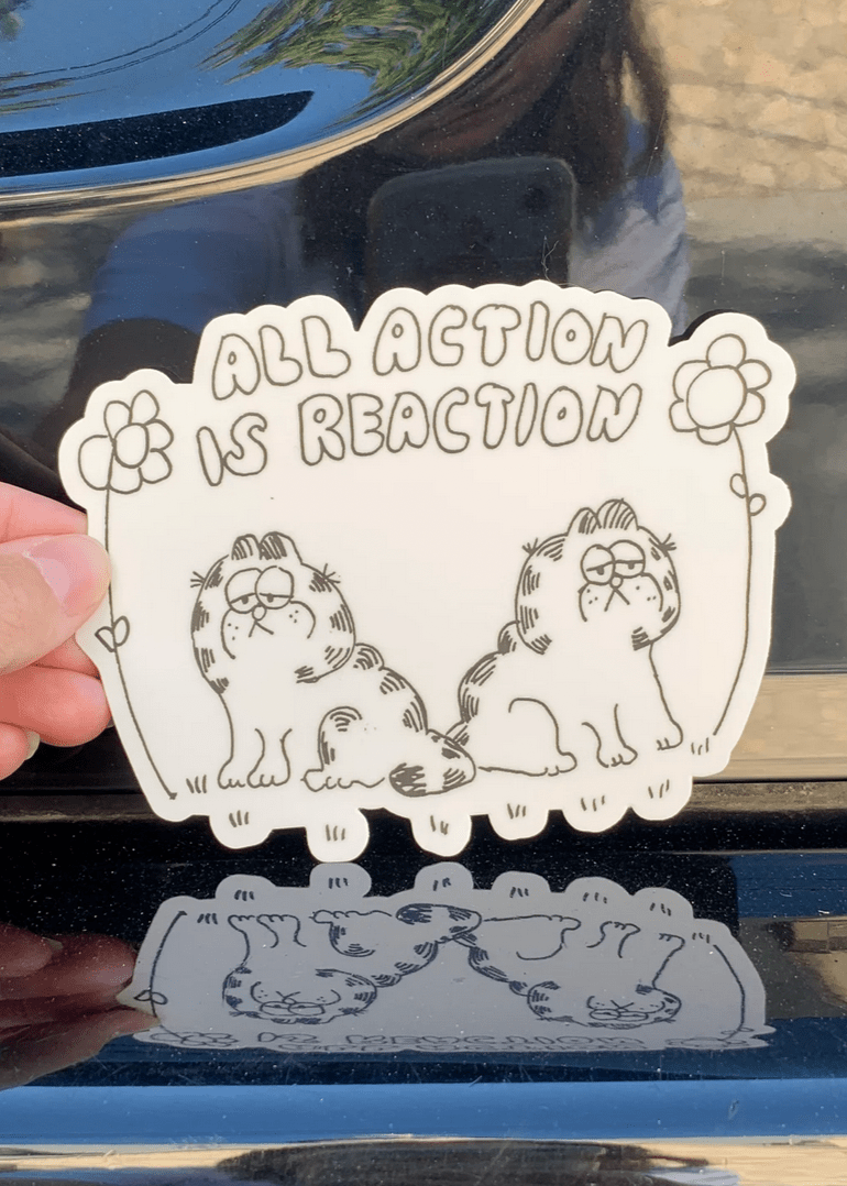 Autocollant Bumper All Action is Reaction Sandwitch Shop - Ex - voto