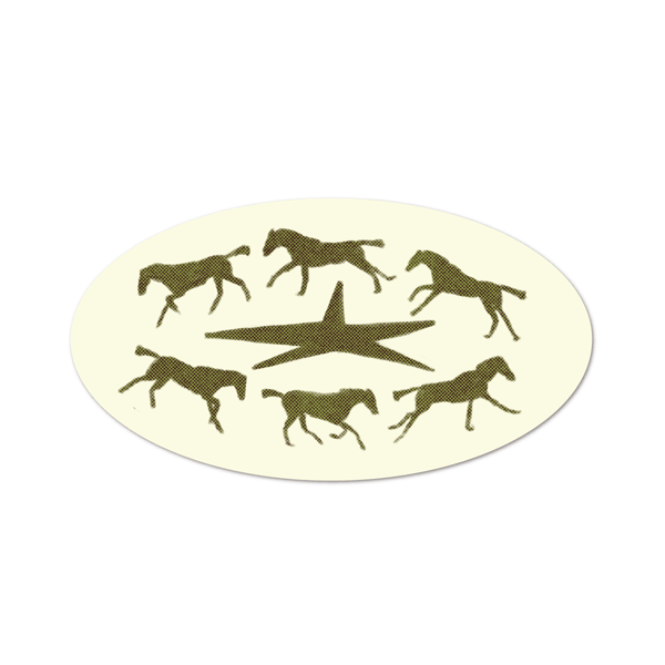 Autocollant Cream Running Horses! Rags Af - Ex-voto