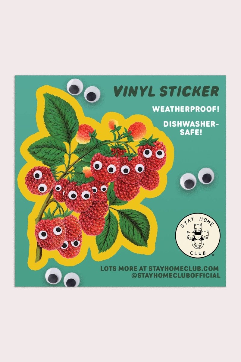 Autocollant Framboises Googly Stay Home Club - Ex - voto
