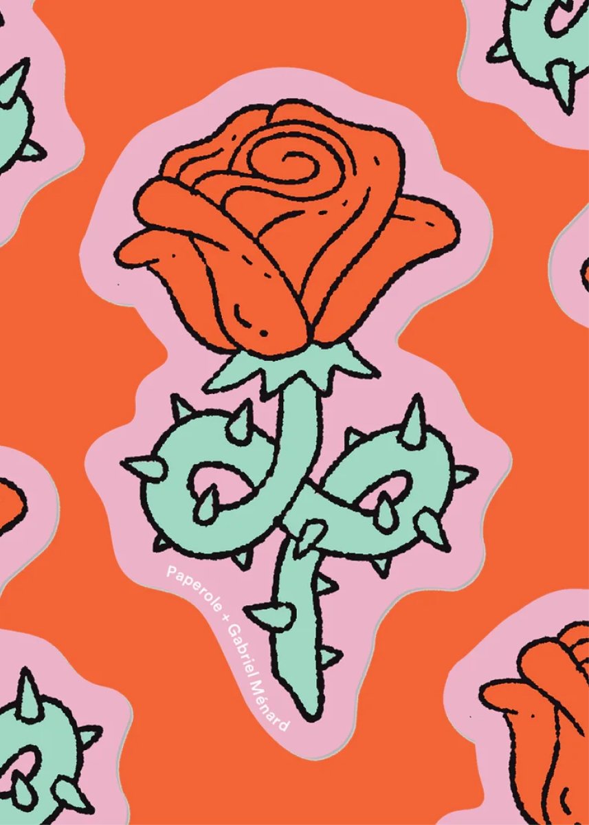 Autocollant Rose Paperole - Ex - voto