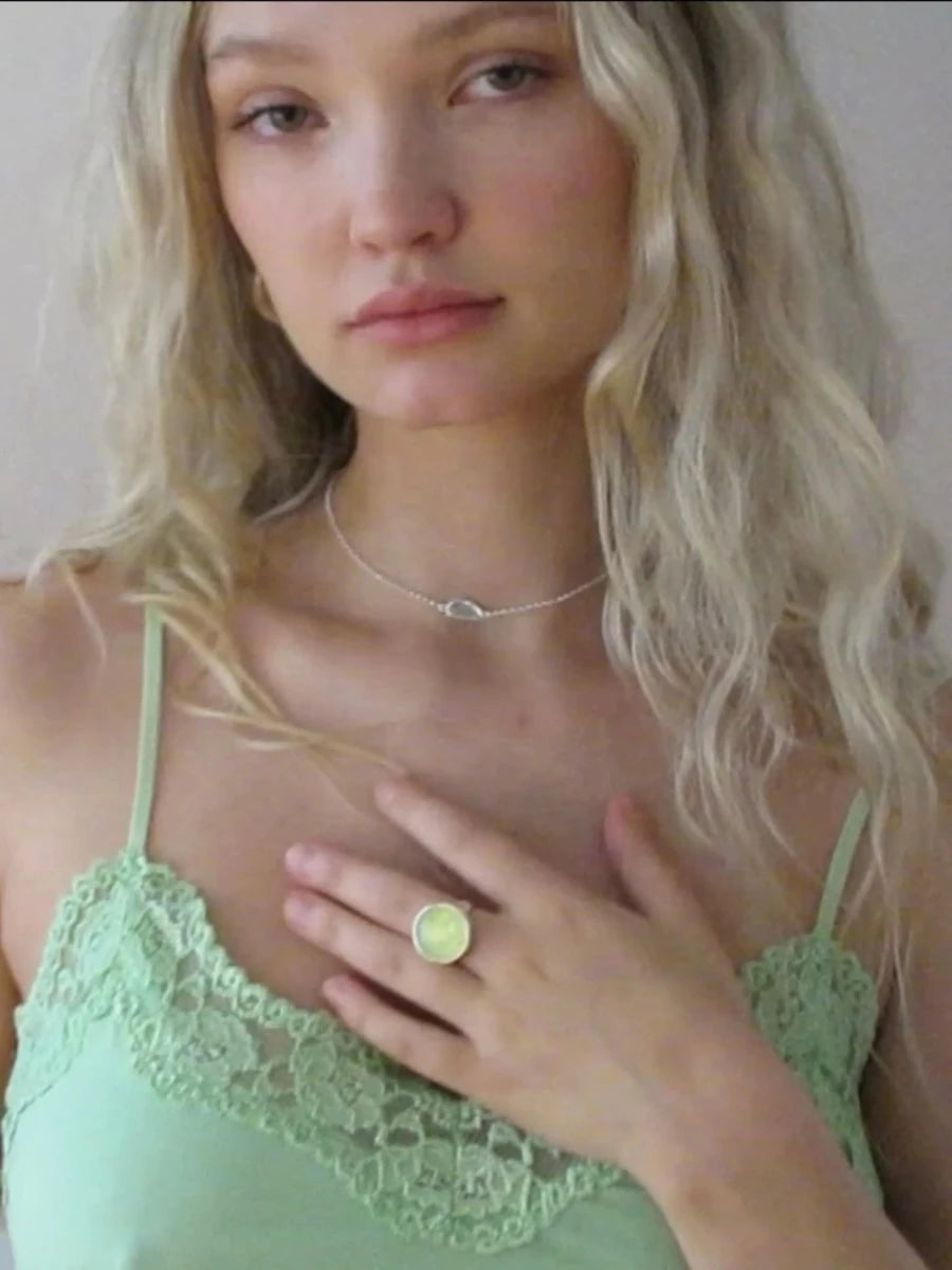 Bague Ajustable Terra Argent Prehnite Adda Studio - Ex-voto