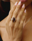 Bague Sol Twenty Compass Oeil de Tigre et Argent - Ex-voto
