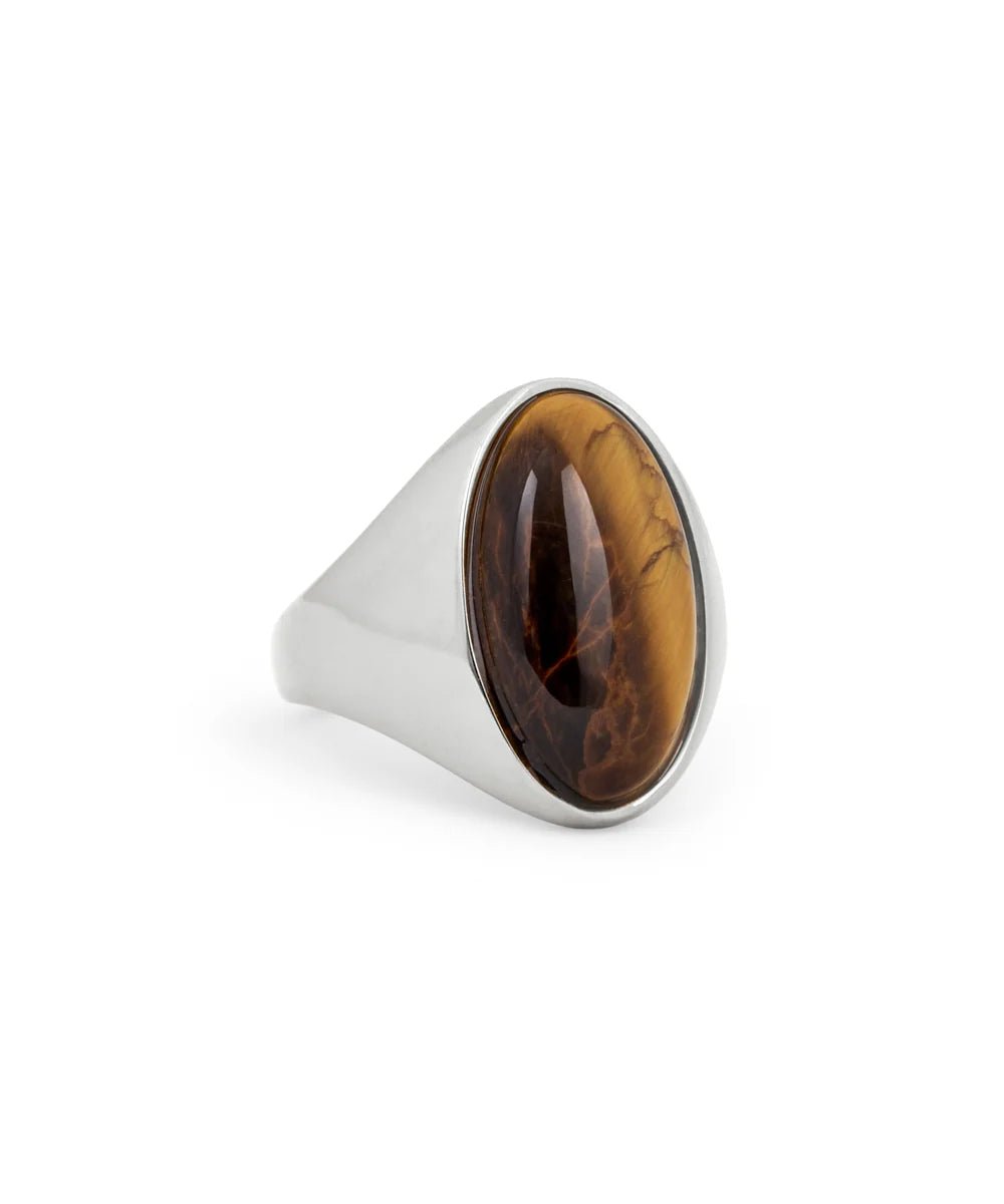 Bague Sol Twenty Compass Oeil de Tigre et Argent - Ex-voto