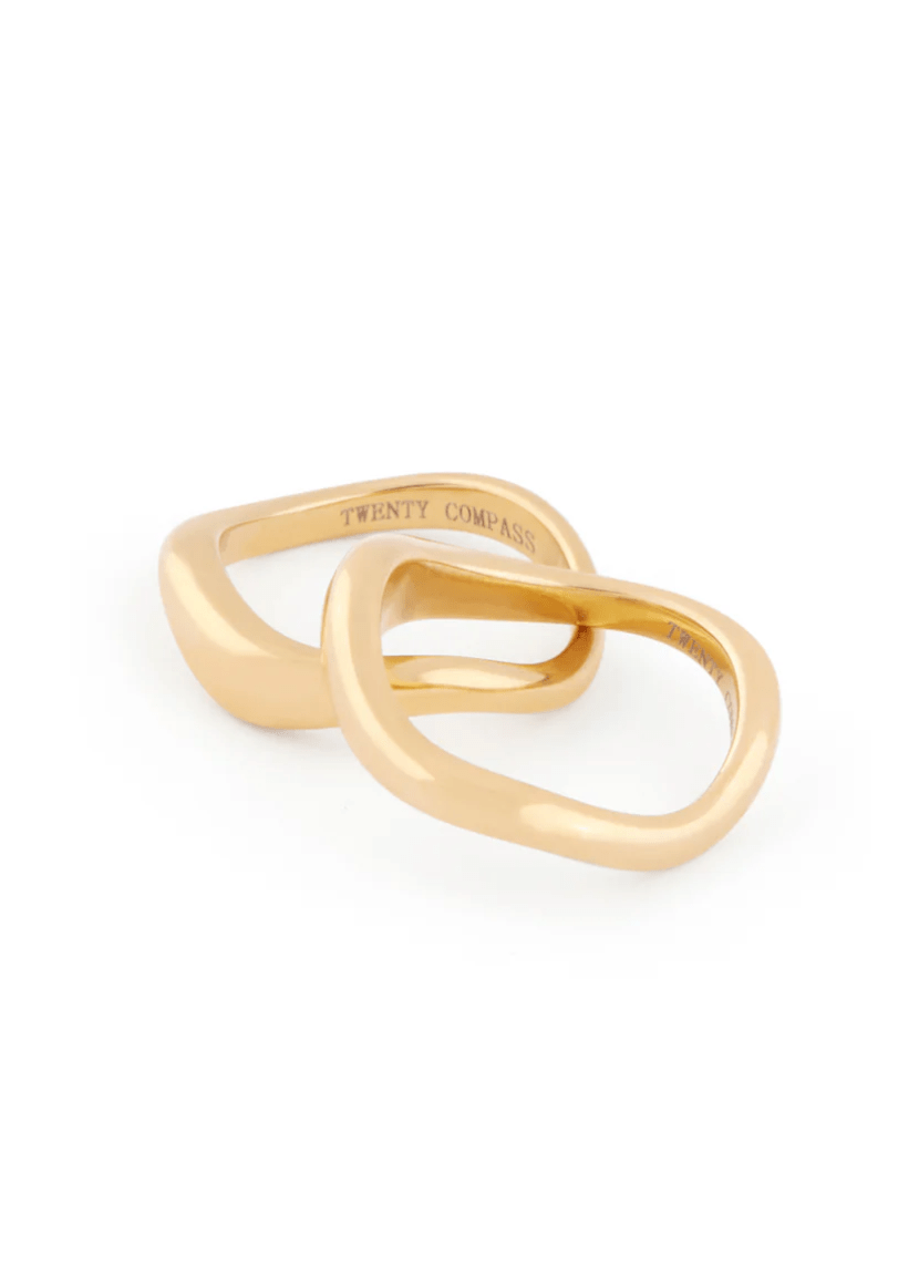 Bagues Ensemble de 2 Curve Twenty Compass Or - Ex - voto