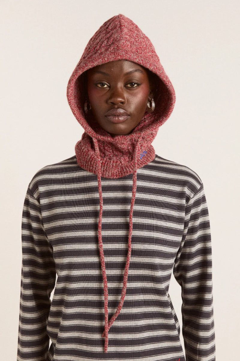 Balaclava Torsades Damson Madder Bourgogne - Ex - voto