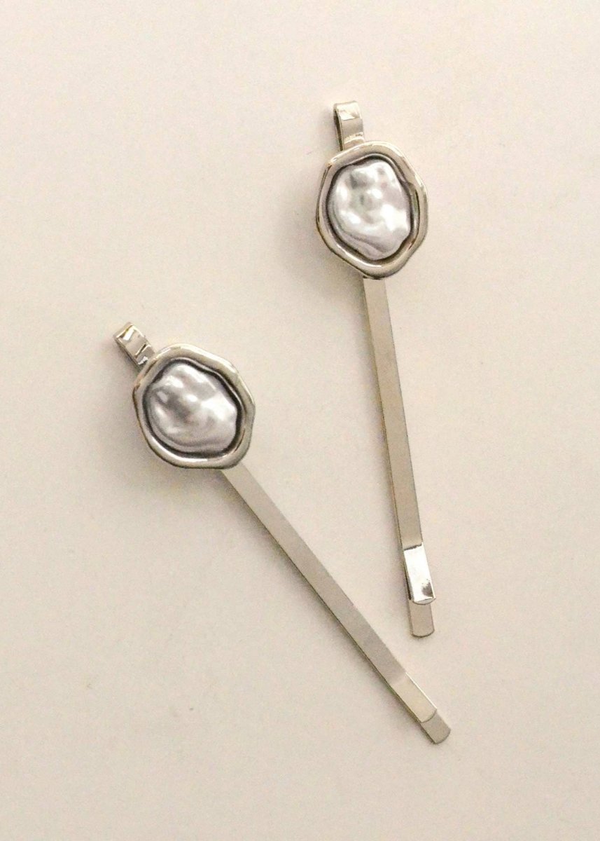 Barrettes (2) avec Perle Argent Nar'sha - Ex - voto