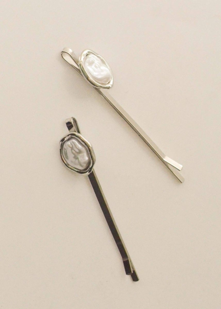 Barrettes (2) avec Perle Argent Nar'sha - Ex - voto