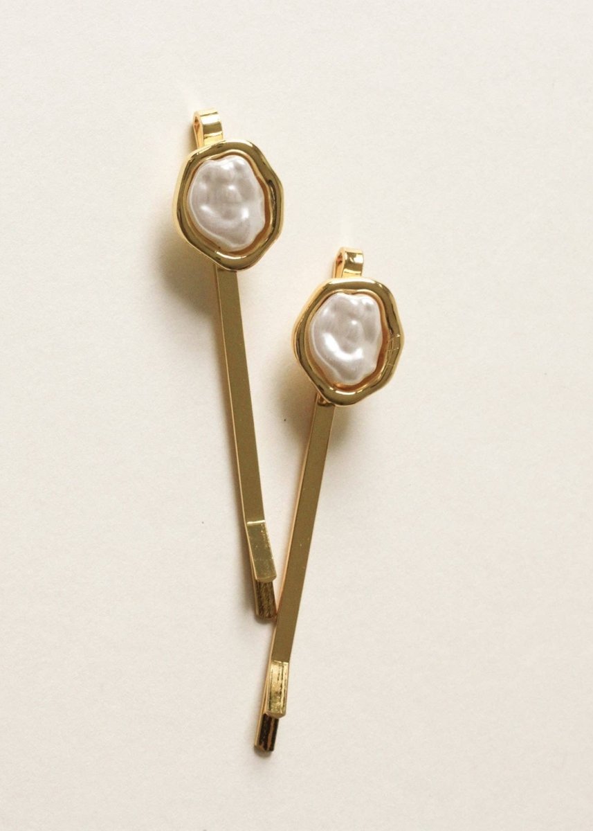 Barrettes (2) Perles Doré Nar'sha - Ex - voto