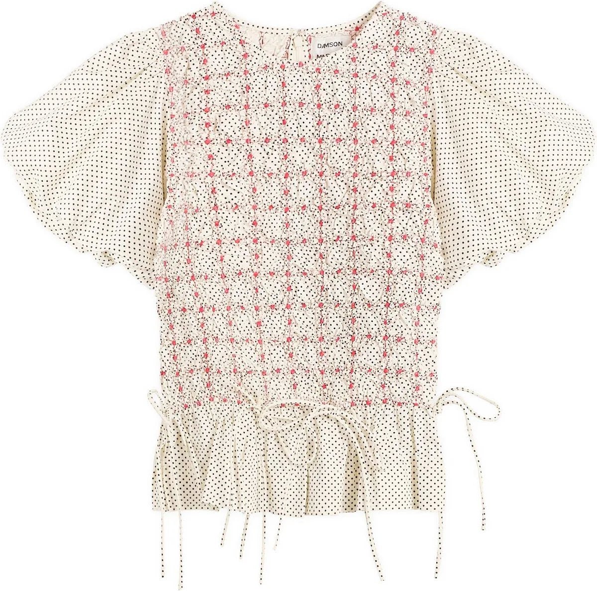 Blouse Audrey Blanche à Pois Damson Madder - Ex - voto