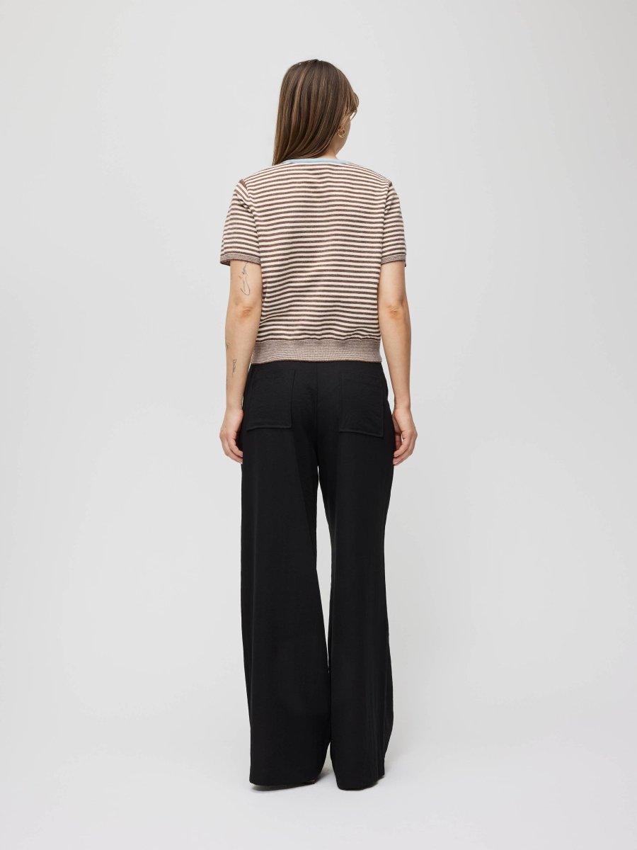 Blouse Faye Rayures Brunes, Ivoire et Bleues All Row - Ex - voto