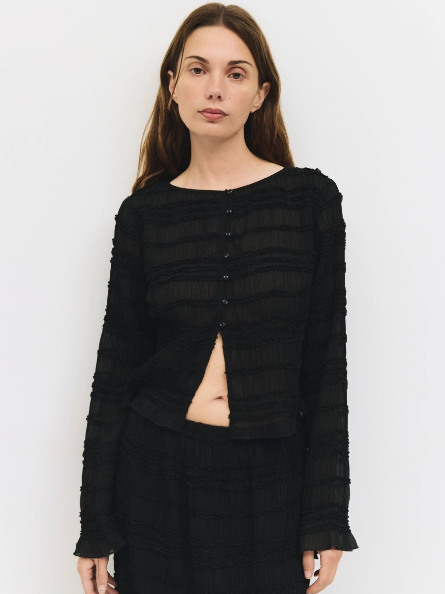 Blouse Noire Texturée Mindy All Row - Ex - voto