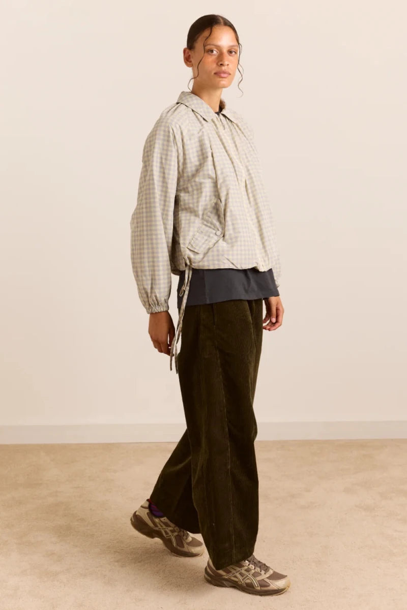 Bomber Léger Lailah Gingham Gris Damson Madder - Ex-voto