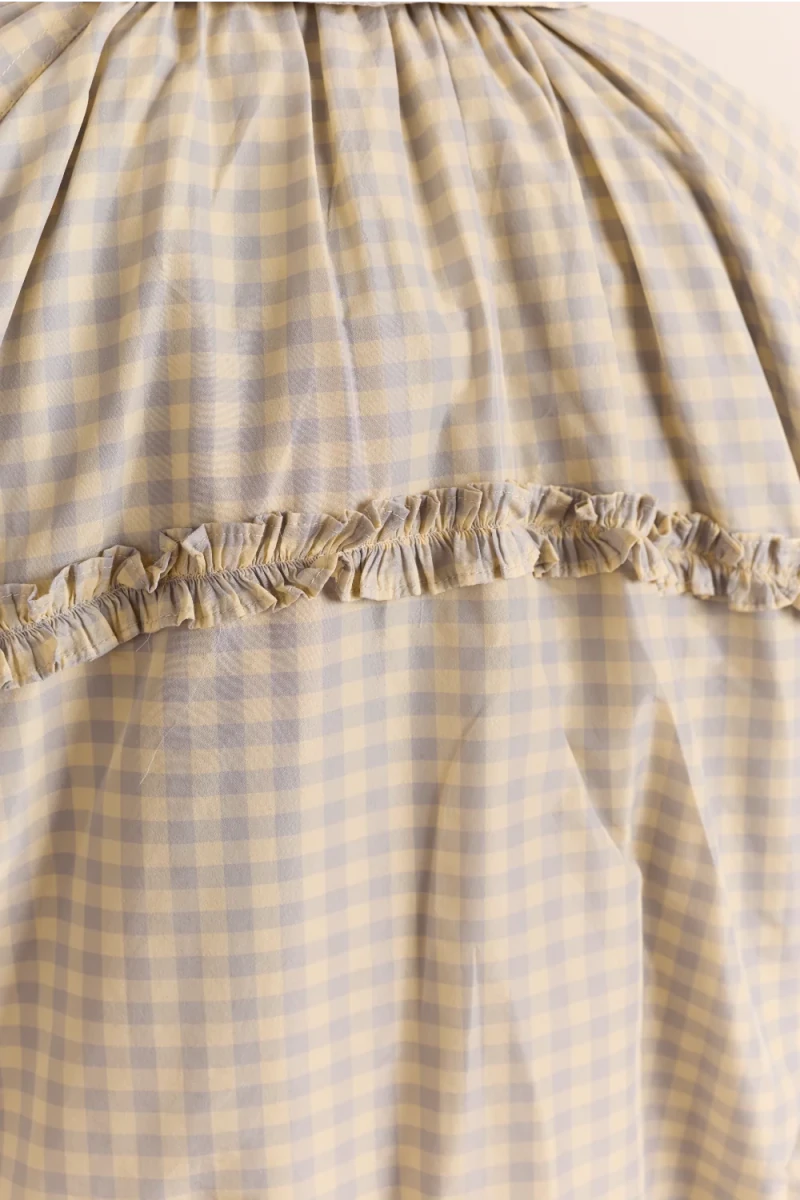 Bomber Léger Lailah Gingham Gris Damson Madder - Ex-voto