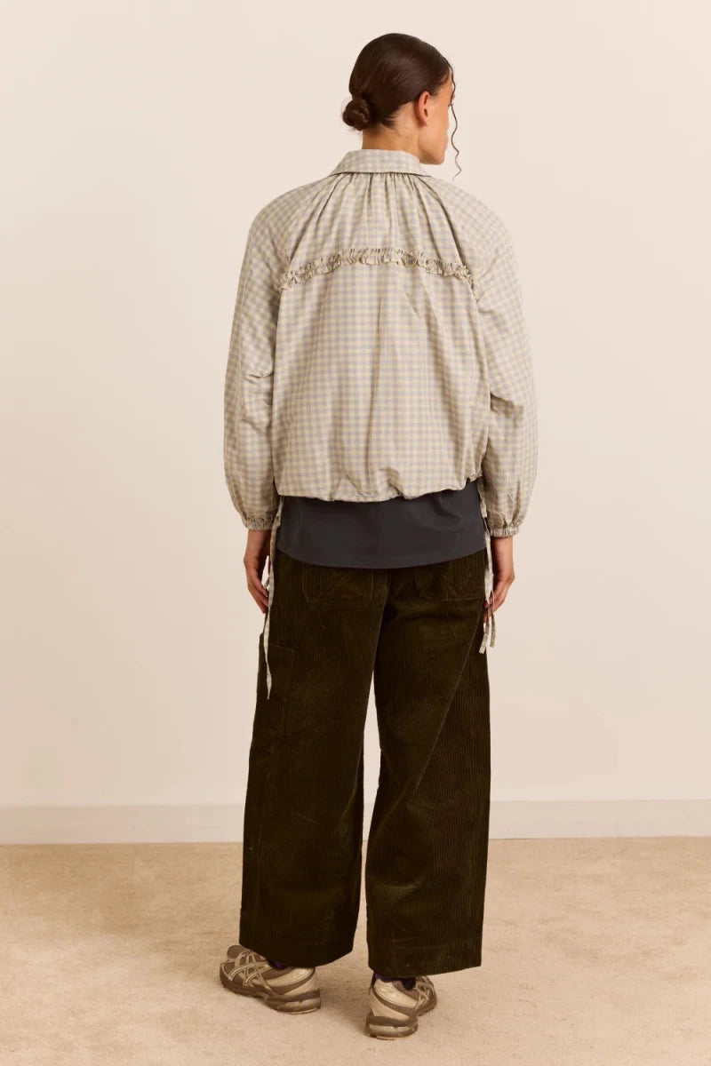 Bomber Léger Lailah Gingham Gris Damson Madder - Ex-voto