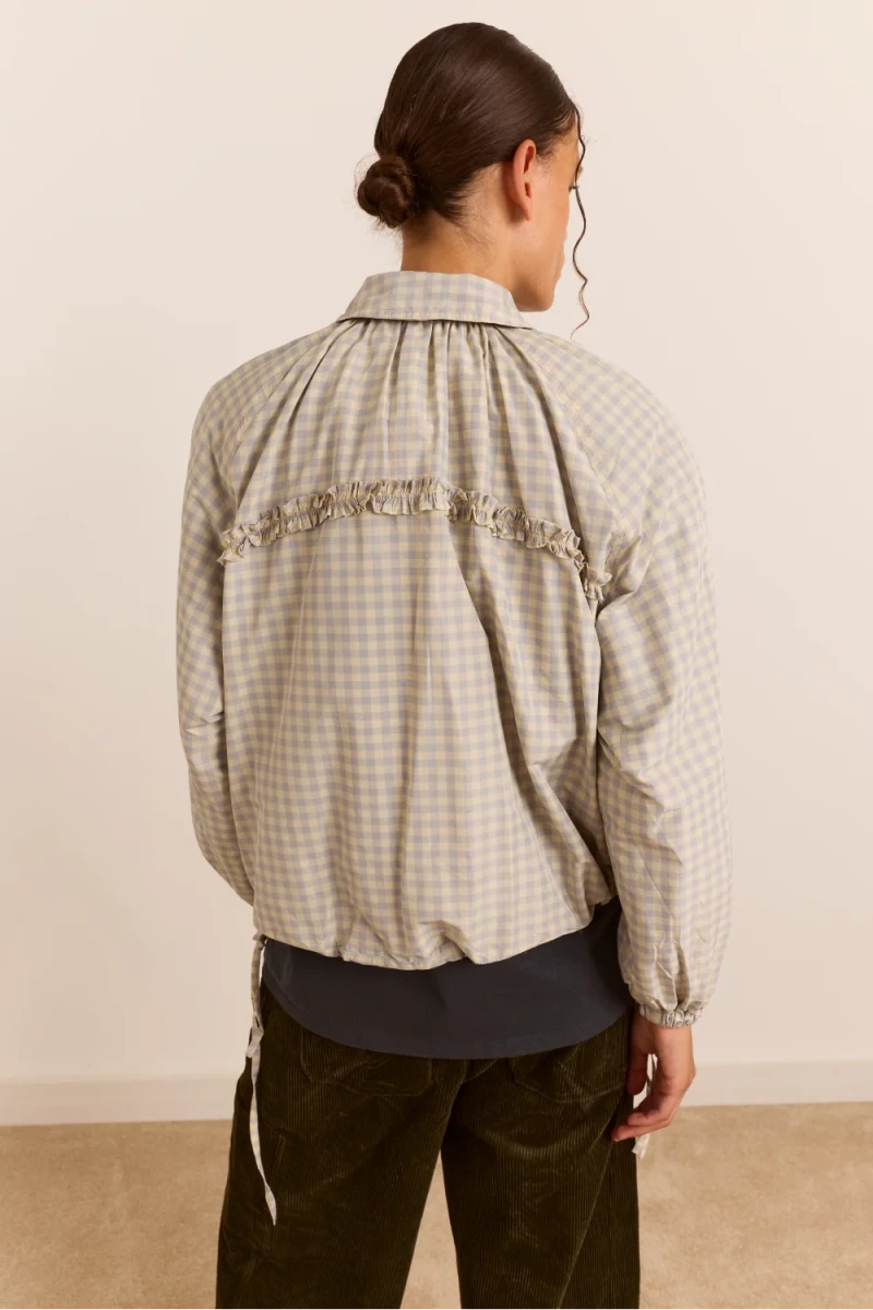 Bomber Léger Lailah Gingham Gris Damson Madder - Ex-voto