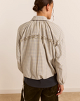 Bomber Léger Lailah Gingham Gris Damson Madder - Ex-voto