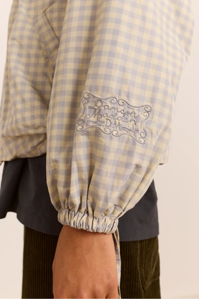 Bomber Léger Lailah Gingham Gris Damson Madder - Ex-voto