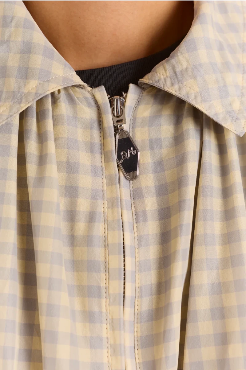 Bomber Léger Lailah Gingham Gris Damson Madder - Ex-voto