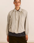 Bomber Léger Lailah Gingham Gris Damson Madder - Ex-voto