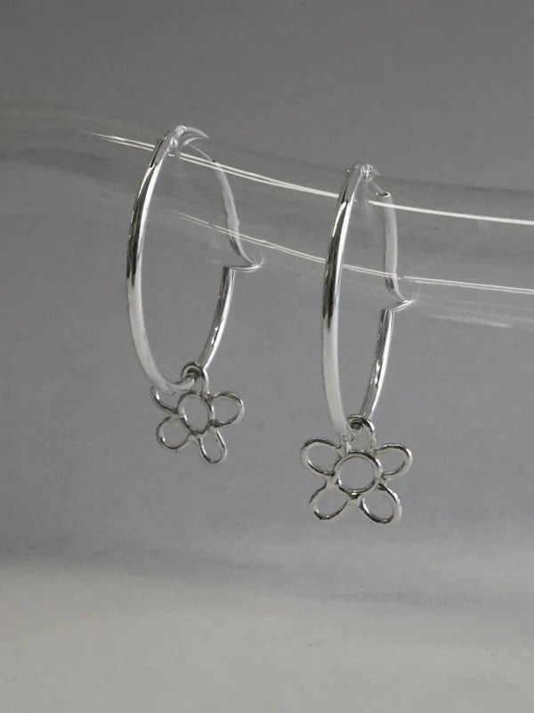 Boucles d'oreilles Créoles Fleurs Marmo - Ex - voto