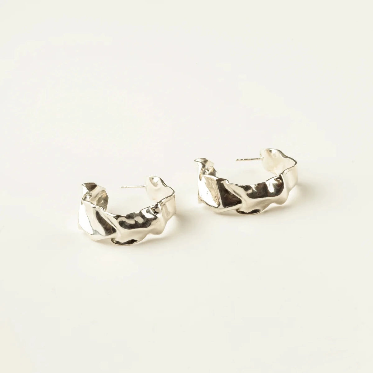 Boucles d'Oreilles Grands Hoops Étoffe Argent Sarah Bijoux - Ex-voto